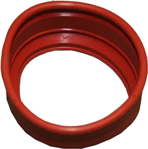 Rote Manschette mit mehreren Rillen, passend für Stützringe, hergestellt von Bosch. Die Form ist zylindrisch und hat eine glatte Innenfläche.